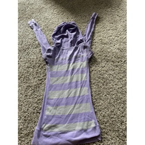 So Long Sleeve Kangroo Pouch Pull Over Long Hood T-Shirt Size XS Purple Gray - Picture 12 of 16